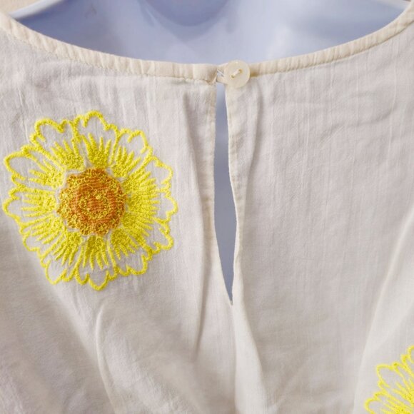 Free People My Girl Sunflower White Cotton Blouse Puff Sleeves & Back Button S - Picture 8 of 14